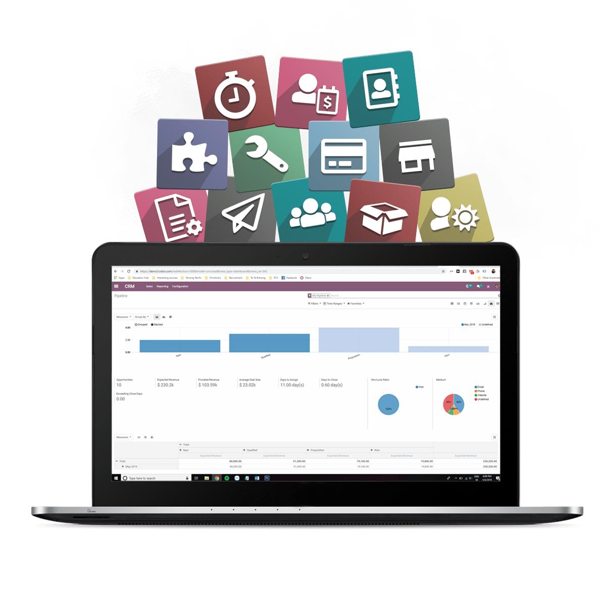 Odoo, a suite of modular and flexible business management applications