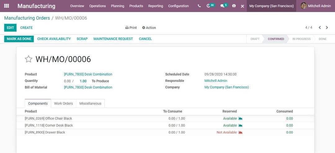 Odoo Manufacturing Apps overview