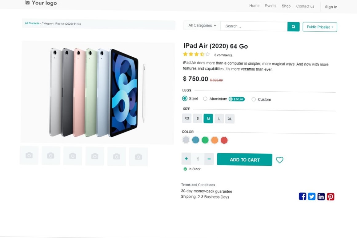 ODOO 15 ECOMMERCE PAGE 