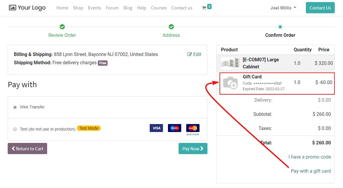 Odoo 15 giftcard