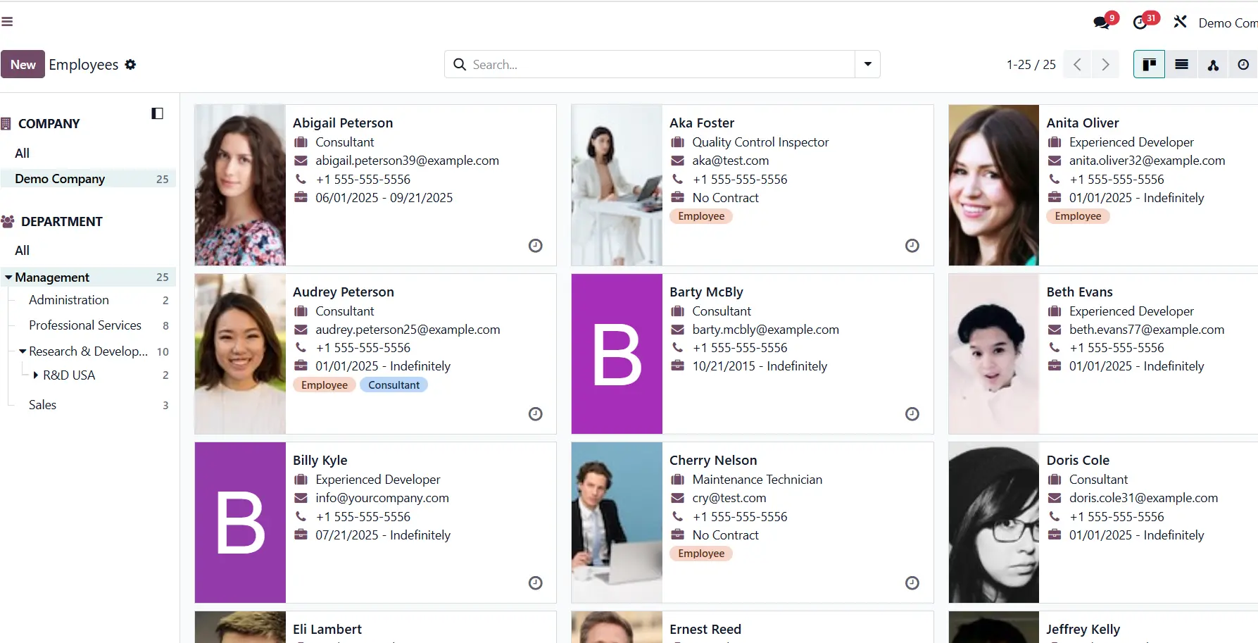 Odoo employee interface Odoo employee interface