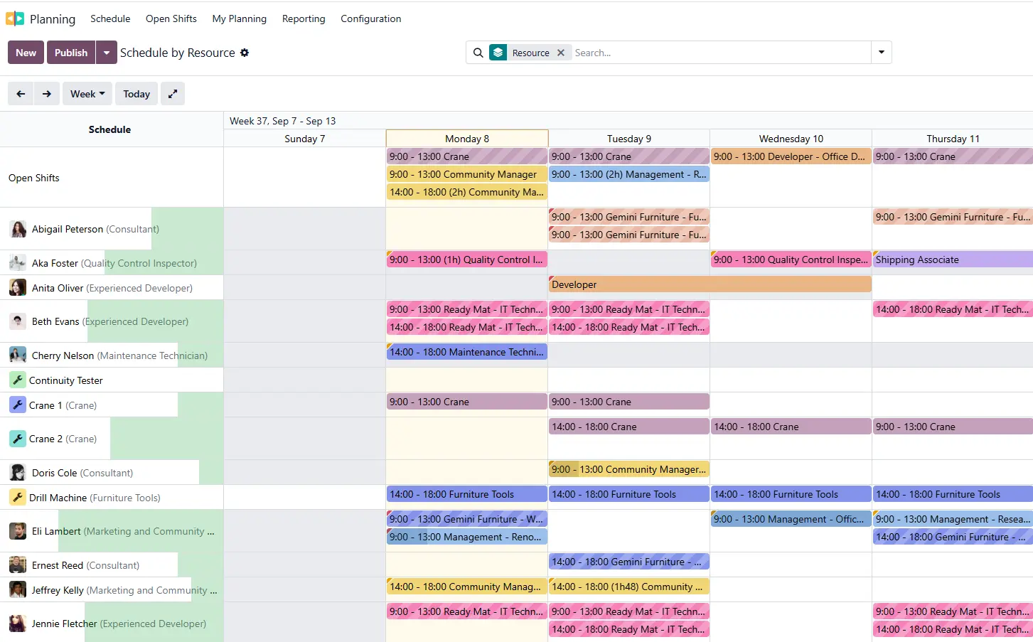 Odoo planning -interface Odoo planning -interface